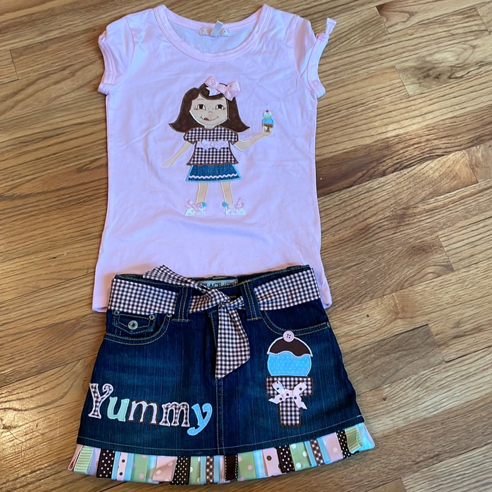NWT- Custom outfit-tee is a small and skirt is a 6-so so cute!